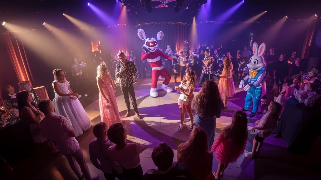 Personajes y familias disfrutando una fiesta con F3 Eventos Houston